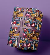 RiukRaiu Funny Wrapping Paper for Kids – Colorful Magic Mushrooms Rainbow Plant Neon Galaxy Fanta...