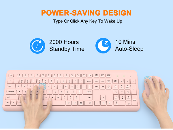 Wireless Keyboard and Mouse Combo, Full Size Silent Ergonomic Keyboard Mouse