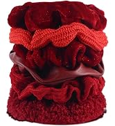 Scrunchies for Women Girls 6Pcs Red Velvet Scrunchies for Thick Hair Ultra Textured Soft Corduroy...
