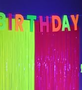 Mega-L Glow in The Dark Party Supplies, 3 Pack Neon Party Decorations 9.9 x 6.6 ft Fluorescent Ma...