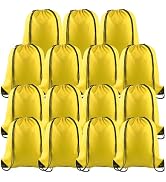 PLULON 15 Pcs Yellow Drawstring Bags Drawstring Backpack Bulk, String Backpack Cinch Sack Sport G...
