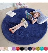 Navy Blue Round Rug 4Ft for Boys Room Bedroom, Washable Circle Area Rugs for Kids Room, Living Ro...