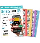 SnapFind AI Labels for Storage Bins & Moving, 48 Color-Coded | AI names, categorizes, tag...