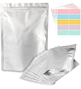 SHXWELL 50pcs 1 Quart Mylar Bags for Food Storage, 7"x10" 10 Mil Stand-Up Zipper Pouches Resealab...