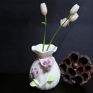 handmade ceramic flower vase for bookshelf aesthetic handcrafted ceramic flower vase