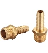 T TANYA HARDWARE Brass Barbed Air Hose Fitting, Adapter, 3/8 Inch Barb x 3/8 Inch NPT Male Pipe F...
