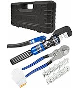 AMZCNC Hydraulic Crimping Tool and Cable Cutter Hydraulic Cable Lug Crimper 8 US TON 12 AWG to 00...