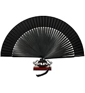 EOSAU Hand Fans for Women Foldable - Bamboo Silk Folding Fan Handheld, Fans for Line Dancing Wedd...