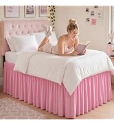 Cosweet Dorm Bed Skirt Twin XL - 42" Long Drop Wrap Around Bed Skirt with Machine Washable Pre-Sh...