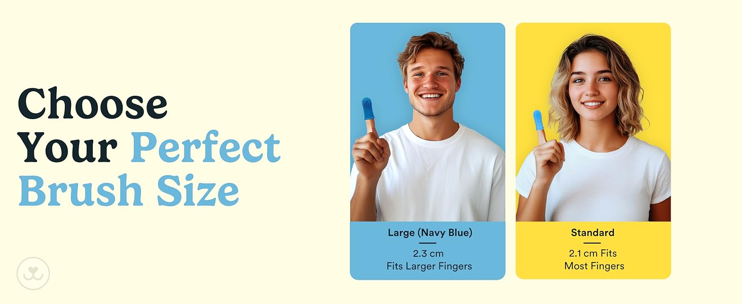 choose your perfect brush size, 2.3 cm, 2.1 cm