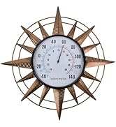 Vewogift 14'' Sun Outdoor Thermometer, Metal Wall-Mounted Thermometer No Need Battery, Indoor Dec...