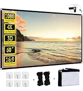 Foldable 60-inch Projector Screen, XINLEMY 4K 16:9 HD Portable Projection Movie Screen Double-Sid...