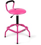 FreekyFit Garage Stool, Adjustable Height Swivel Work Mechanic Shop Stool with Backrest, Pneumati...