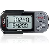3DTriSport Walking 3D Pedometer with Clip & Strap, eBook Included | 30 Days Memory, Accurate Step...