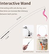 Janbenty Interactive Cat Feather Toys 8Pcs,Interactive Wand,Cat Teaser Retractable,Indoor cat Han...