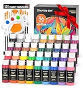 Shuttle Art Acrylic Paint Set, 36 Colors Acrylic Paint with Brushes & Palette, 2oz Bottles, Rich ...