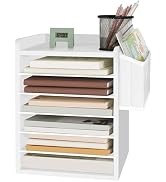 HOOBRO Adjustable Mail Sorter, Vertical Literature Organizer, Wooden Paper Organizer with Side Po...