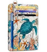 Yonlevres Credit Card Holder Slim Wallet, Sea Turtle RFID Wallet Women Front Pocket Small Card Ho...