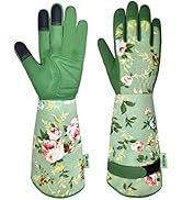 WANCHI Gardening Gloves, Durable and Comfortable Women's Long Garden Gloves for Gardening Work an...