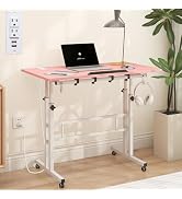 SIDUCAL Mobile Stand Up Desk with USB Ports and Outlets, Adjustable Laptop Desk on Wheels, Home O...