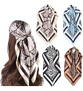upeilxd 4Pcs Silk Head Scarves for Women Satin Hair Scarf 35”Large Square Bandana Silk Like Neck ...