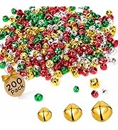 Sooez Jingle Bells for Crafts, 200PCS Colorful Small Bells with Crisp Sound, Mixed Size Christmas...
