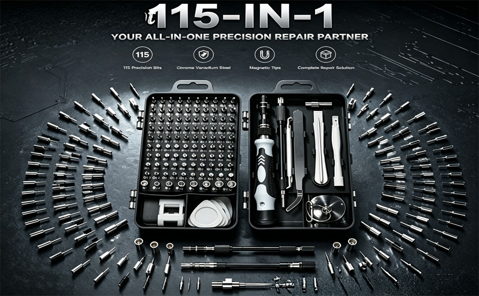 115-Piece Complete Kit — No Missing Tools