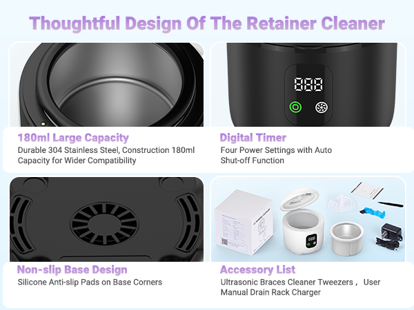 Ultrasonic Retainer Cleaner for Dentures & Aligner,