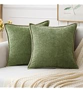 MIULEE Pack of 2 Couch Throw Pillow Covers 18x18 Inch Sage Green Farmhouse Decorative Pillow Cove...
