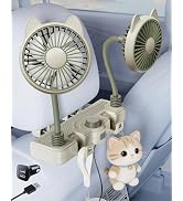 xuenair USB Fan for Car Back Seat Dual 360 Hose, 2026 Cute Car Fan for Backseat Kids Baby Rear Fa...