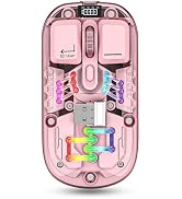 ATTOE Wireless Bluetooth Mouse, Transparent BT + 2.4G Dual-Mode Mechanical Mouse with Magnetic To...