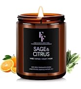 Sage & Citrus Candle, Scented Candle for Home Soy Wax Candle, Aromatherapy Candle Gift for Women ...