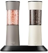 Electric Salt and Pepper Grinder Set, Stainless Steel Automatic Pepper Mill, Rechargeable with US...