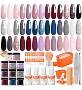 Modelones Dip Powder Nail Kit, 20 Colors Pink Blue Black White Nude Grey Dipping Powder Starter S...