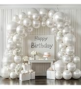 Pearl White Balloon Arch Kit,Double Stuffed Pastel White Cream Ivory Balloons Garland Kit Differe...