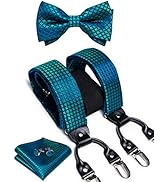 DiBanGu Paisley Bow Tie and Supenders for Men Tuxedo Heavy Duty 6 Clips Suspender Adjustable Y-Sh...