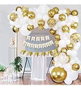 iPartycool White Gold Birthday Party Decorations 104pcs 18/12/10/5 inch Metallic Confetti Balloon...
