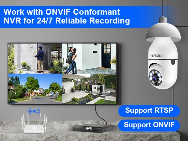 2K Light Bulb Wireless Security Camera 5Ghz WiFi Outdoor Indoor RTSP Stream Work with Alexa Onvif