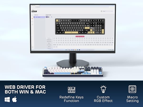 RK ROYAL KLUDGE X104 keyboard Online Software for gaming and work, customizing controls quickly