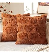MIULEE Fall Pillow Covers Pumpkin Fall Decor 18x18 Dark Rust | Set of 2 Fall Decorations for Home...