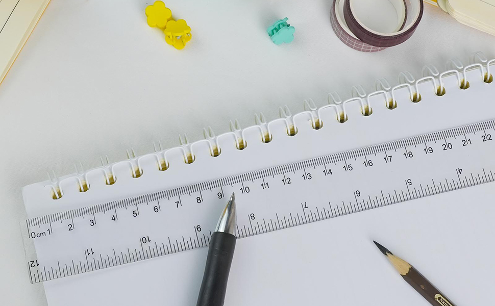 Transparent plastic ruler, perfect for measuring, drawing, and note-taking at your desk