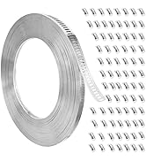 Hose Clamps, DIY 200 FT Metal Strap + 80 Fasteners, Hose Clamps Stainless Steel, Large Adjustable...