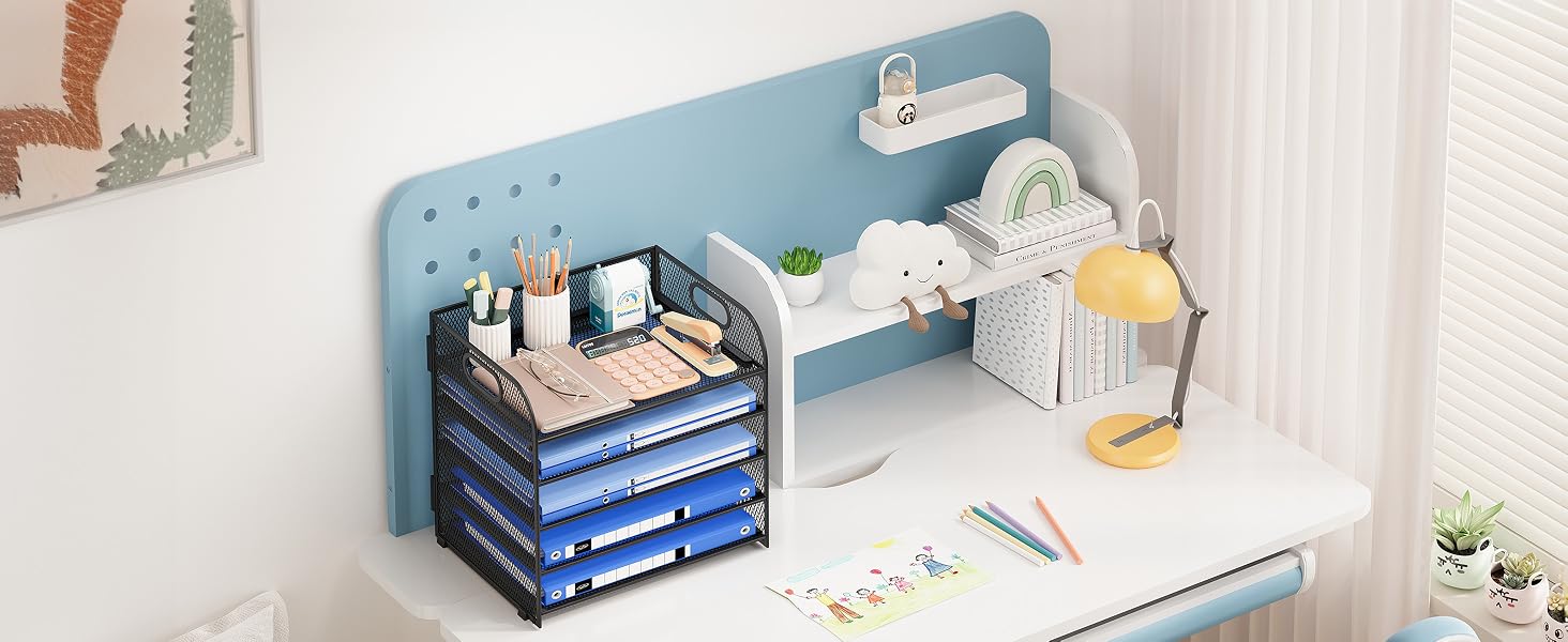 Mesh Metal Desk File Holder for Office Desktop Paper Holder Paper Letter Tray Organizer with Handles