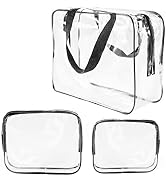 3Pcs Crystal Clear PVC Travel Toiletry Bag Kit for Women Men, Waterproof Vinyl Organizer Clear Ma...