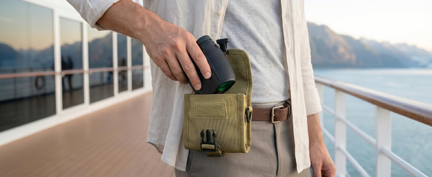 compact 12x25 binoculars with carry pouch for travel and sightseeing