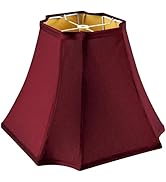GO&SO Medium Red Lampshade Square Cut Corner Lamp Shade for Floor and Table Lamps, 6.5x13.2x10.6