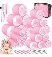 Obeoby 4 Sizes Hair Rollers for Women, Hair Curlers with Clips Comb Curlers for Long Short Curly ...