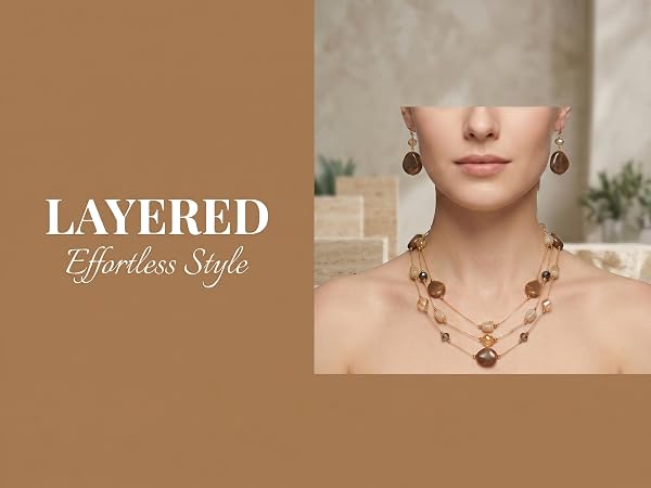 Coiris Layered Chunky Statement Necklace for Women
