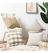 Topfinel Farmhouse Neutral Throw Pillow Covers 18x18inch Set of 4 Buffalo Check Plaid Cushion Cas...