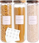3 Set Glass Pantry Storage Jars with Acacia Airtight Lid - 50oz Thicken Glass Kitchen Canisters w...